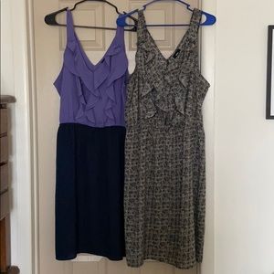 (2) Ruffle front sleeveless dresses